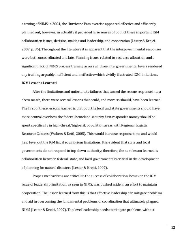 hurricane katrina research paper thesis